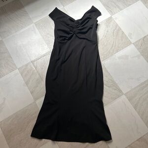 Katie May Women Black Flirt Off The Shoulder Formal Cocktail Midi Dress Size XL
